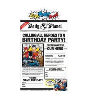 Justice League 'Heroes Unite' Deluxe Novelty Invitations w/ Envelopes (8ct)