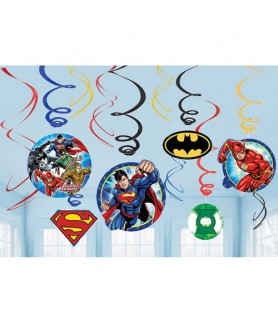 Justice League Hanging Swirl Decorations (12pc)