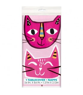 Kitten Party 'Pink Cat' Plastic Table Cover (1ct)