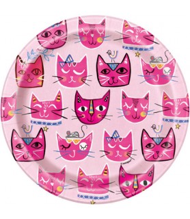 Kitten Party 'Pink Cat' Small Paper Plates (8ct)
