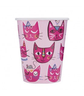 Kitten Party 'Pink Cat' 9oz Paper Cups (8ct)