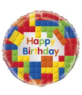 LEGO 'Building Blocks' Happy Birthday Foil Mylar Balloon (1ct)