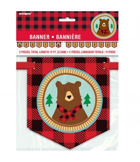 Plaid Lumberjack Happy Birthday Pennant Banner (2pc)