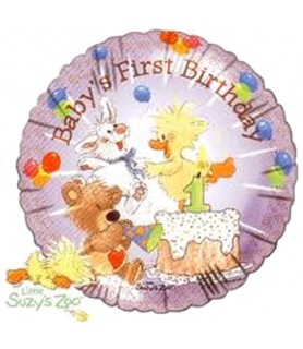 Little Suzy's Zoo 'Baby's First Birthday' Foil Mylar Balloon (1ct)