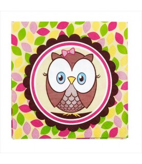 Look Whoo's 1 Owl Pink Lunch Napkins (16ct)