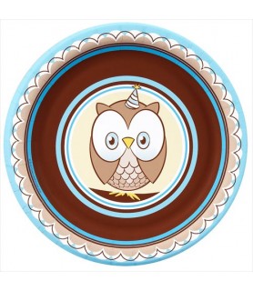 Look Whoo's 1 Owl Small Blue Plates (8ct)