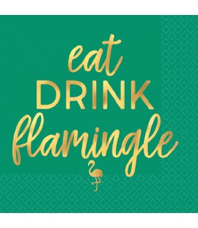 Hawaiian Luau 'Eat Drink Flamingle' Small Napkins (16ct)