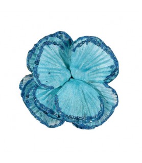 Hawaiian Luau Blue Glitter Flower Comb / Favor (1ct)