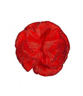 Hawaiian Luau Red Glitter Flower Comb / Favor (1ct)