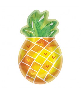 Summer Pineapple Shaped Large Paper Plates (8ct)