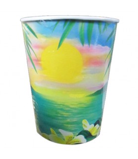 Hawaiian Luau 'Sunset Beach' 9oz Paper Cups (8ct)
