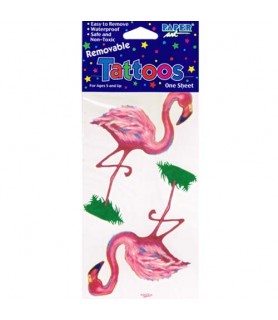 Hawaiian Luau 'Flamingo' Jumbo Temporary Tattoos (1 sheet)