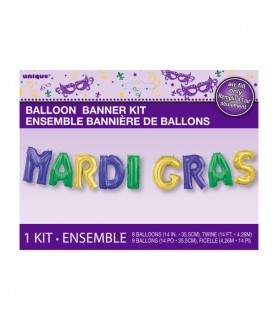 Mardi Gras Foil Letter Balloon Banner Kit (1ct)