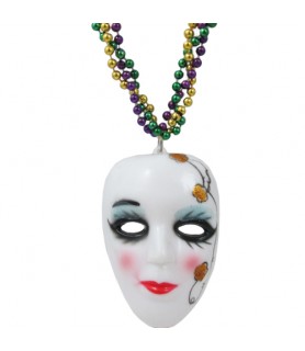 Mardi Gras Flowers Masquerade Mask Necklace (1ct)