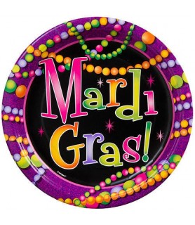 Mardi Gras 'Beads' Large Paper Plates (8ct)