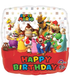 Super Mario Happy Birthday Foil Mylar Balloon (1ct)