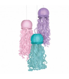Mermaid 'Shimmering Mermaids' Deluxe Hanging Jellyfish Lanterns (3pcs)
