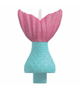 Mermaid 'Shimmering Mermaids' Glitter Cake Candle (1ct)