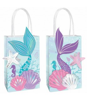 Mermaid 'Shimmering Mermaids' Kraft Paper Create Your Own Favor Bags (8ct)