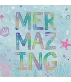 Mermaid 'Shimmering Mermaids' Foiled Small Napkins (16ct)