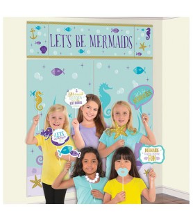 Mermaid 'Mermaid Wishes' Wall Poster Decorating Kit w/ Photo Props (17pc)