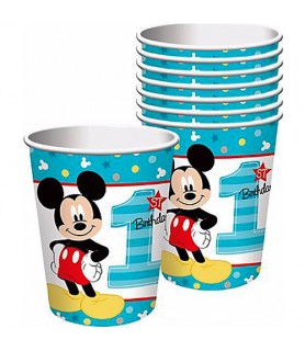 Mickey Mouse 1st Birthday 'Fun to Be One' 9oz Paper Cups (8ct)