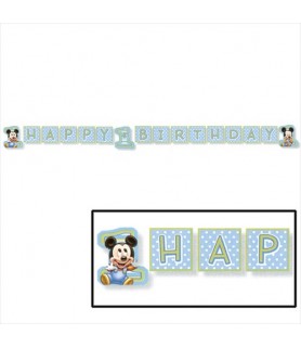 Mickey Mouse 1st Birthday Happy Birthday Banner (1ct)