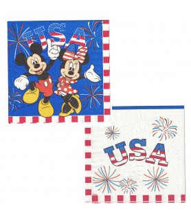 Mickey and Minnie Patriotic USA Double-Sided Lunch Napkins (20ct)