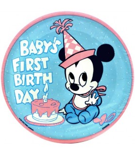Mickey Mouse Vintage 1984 1st Birthday Large Paper Plates (8ct)
