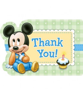 Mickey Mouse 1st Birthday Thank You Note Set w/ Envelopes (8ct)