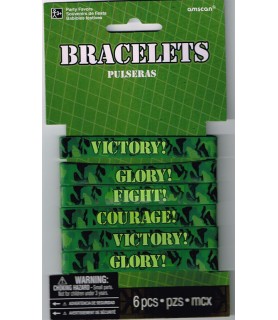 Military Camouflage Rubber Bracelet Wristbands / Favors (6ct)
