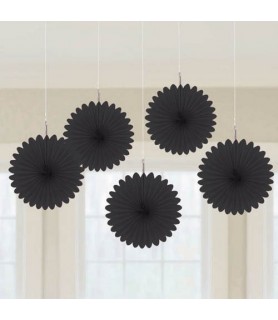 Black Mini Hanging Fan Decorations (5ct)