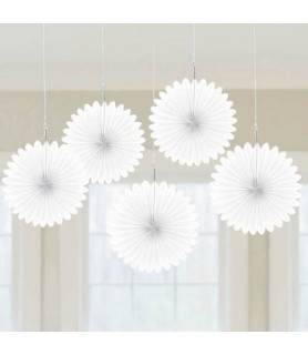 White Mini Hanging Fan Decorations (5ct)