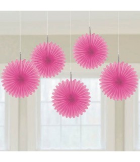 Pink Mini Hanging Fan Decorations (5ct)