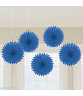 Royal Blue Mini Hanging Fan Decorations (5ct)