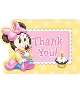 Minnie Mouse 1st Birthday Thank You Note Set w/ Envelopes (8ct)
