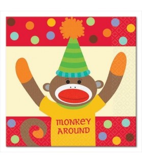 Sock Monkey 'Monkeying Around' Small Napkins (16ct)