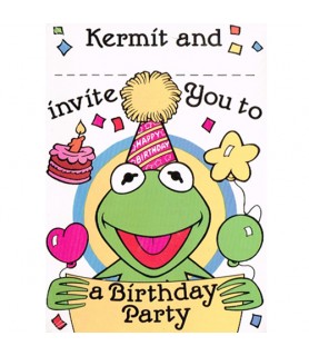 Muppets Vintage 1989 Happy Birthday Invitations w/ Envelopes (8ct)