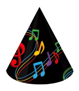 Music 'Dancing Music Notes' Cone Hats (8ct