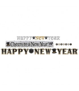 New Year's 'Black Gold and Silver' Deluxe Banner Kit (4pc)