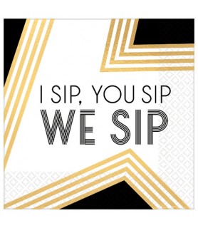 New Year's 'I Sip You Sip We Sip' Small Napkins (16ct)
