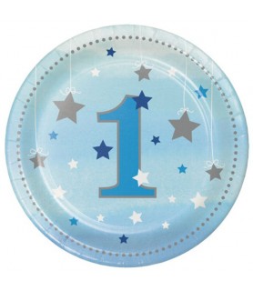 1st Birthday 'One Little Star Boy' Small Paper Plates (8ct)