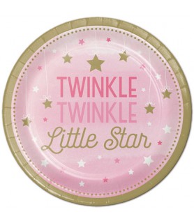 1st Birthday 'One Little Star Girl' Large Paper Plates (8ct)