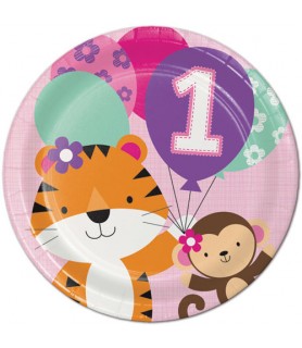 1st Birthday 'One is Fun Girl' Large Paper Plates (8ct)