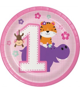 1st Birthday 'One is Fun Girl' Small Paper Plates (8ct)