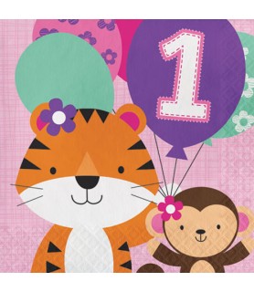 1st Birthday 'One is Fun Girl' Lunch Napkins (16ct)