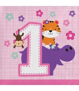 1st Birthday 'One is Fun Girl' Small Napkins (16ct)
