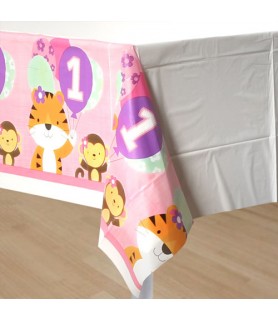 1st Birthday 'One is Fun Girl' Plastic Table Cover (1ct)