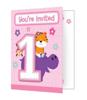 1st Birthday 'One is Fun Girl' Invitations w/ Envelopes (8ct)