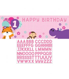 1st Birthday 'One is Fun Girl' Giant Customizable Banner (1ct)